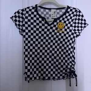 Checkers top with yellow smiley face